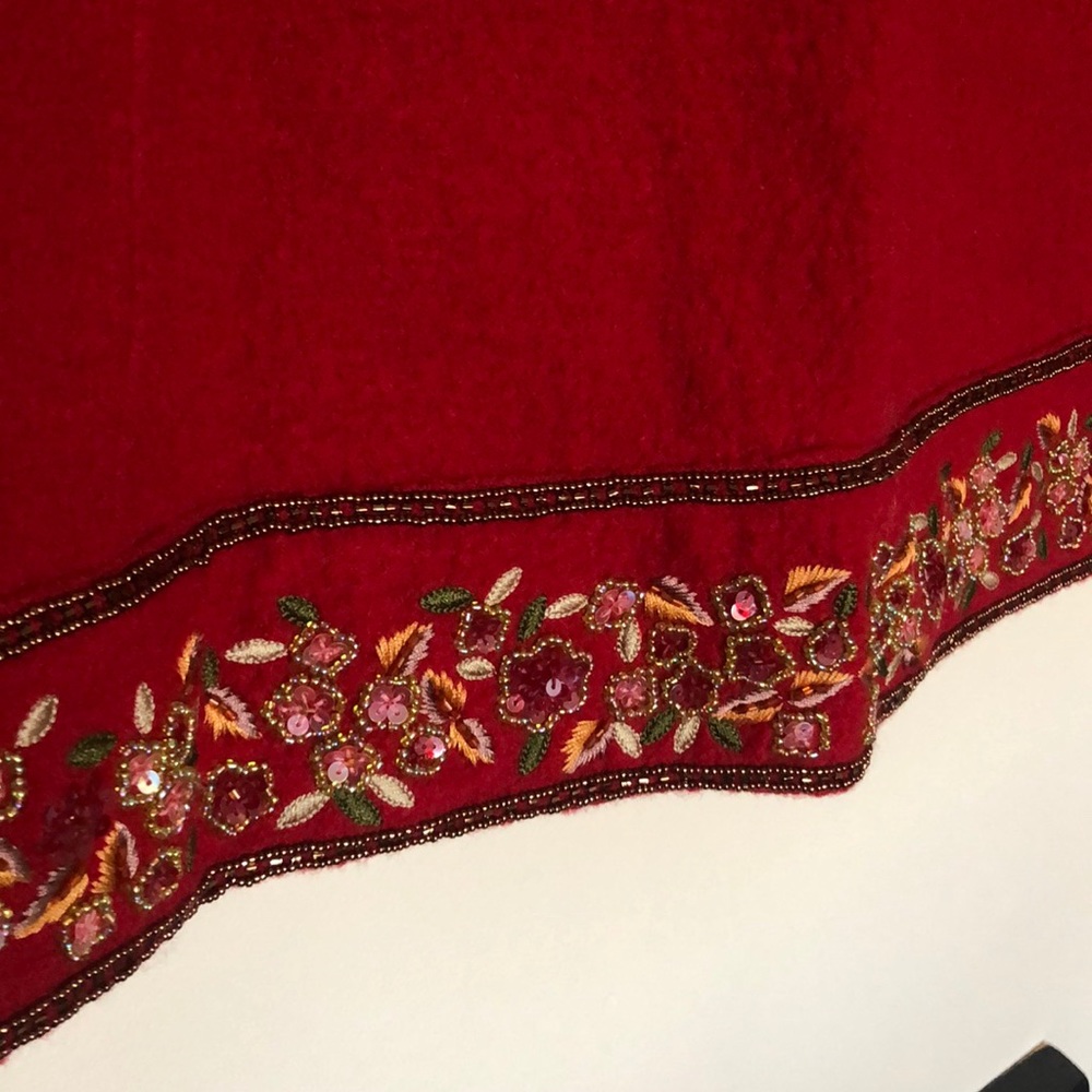 Talbots Red 100% Wool Beaded Jacket Blazer  Lg Beautiful Holiday Party Perfect - Picture 6 of 7